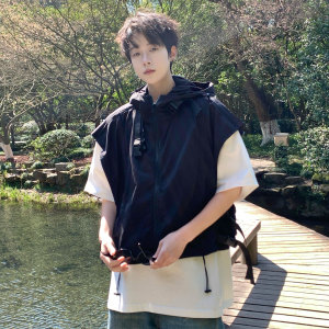 709-MJ92-P65 单人 新款 春季阔版连帽走秀款马甲坎肩，男装背心/马甲，星座709