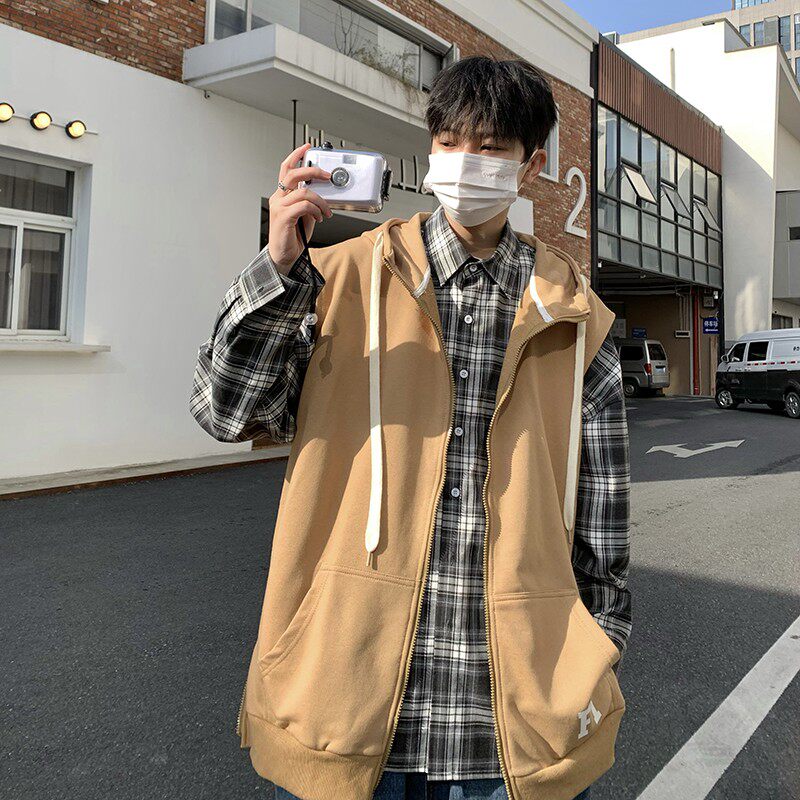 709-MJ30-P50春秋休闲连帽开衫侧边拉链英文印花百搭马甲单人，男装背心/马甲，星座709