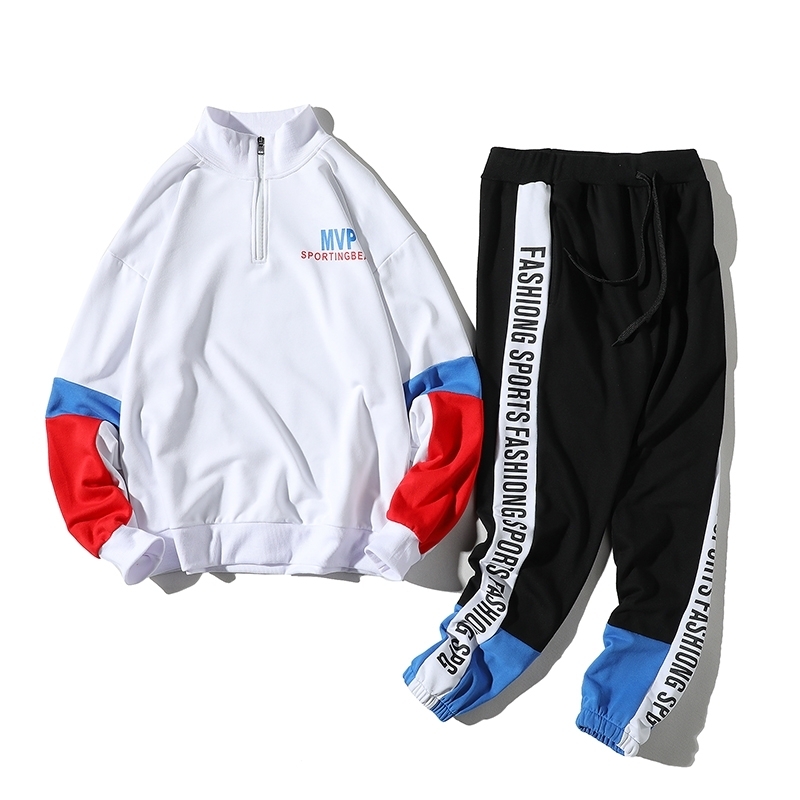 21 spring new Hong Kong style leisure sports couple suit