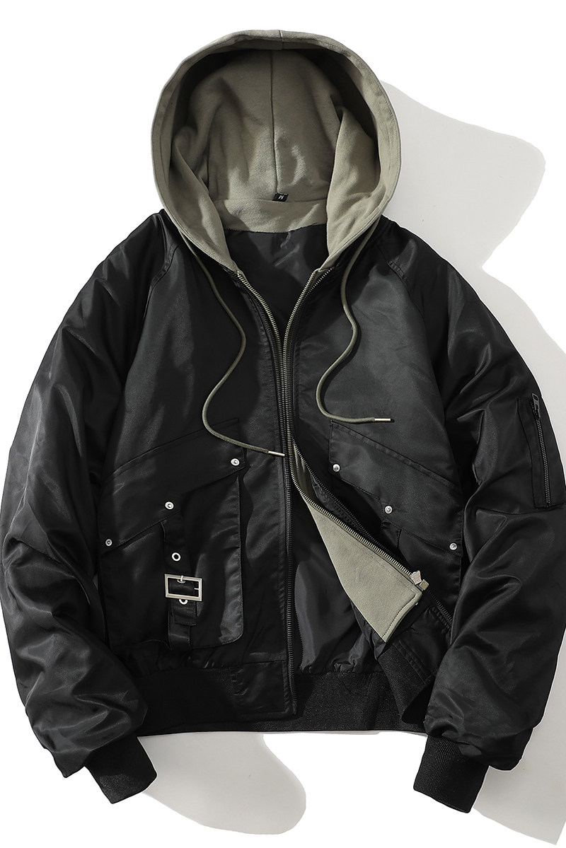 709-JK911-P130情侣美式棒球服假两件飞行员夹克休闲外套连帽,男装夹克,星座709