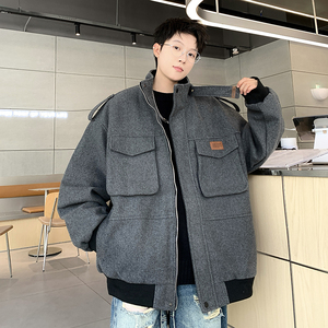 709-MY1611-P145 冬季情侣休闲百搭呢子加厚棉衣外套设计感立领男图片