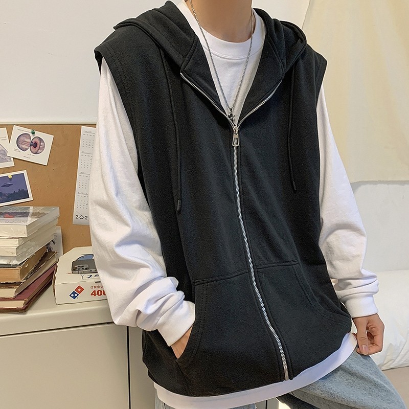 709-MJ12-P45春季男简约连帽贴标无袖休闲背心马甲外套单人，男装背心/马甲，星座709