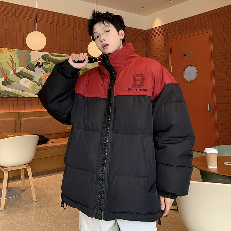 709-MY1619-P160 冬季立领撞色大拉链设计感棉衣宽松棉服男图片