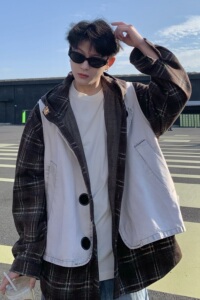 709-jk20-P160 单人 春季潮牌真两件牛仔马甲图片