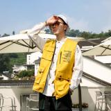 709-MJ03-P70春秋港风单人工装马甲背心街头潮牌牛仔外套男，男装工装外套，星座709