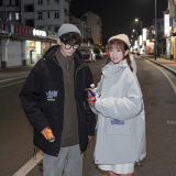 709-MY608-P80冬季情侣港风冬季加厚连帽印花百搭棉衣外套男，男装棉衣，星座709