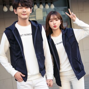 709-A36-P26 春秋连帽开衫马甲多色外贸学生班服情侣卫衣外套图片