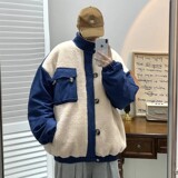 709-MY1001-P115冬季单人立领开衫羊羔毛拼鹿绒皮加厚潮流男，男装卫衣，星座709