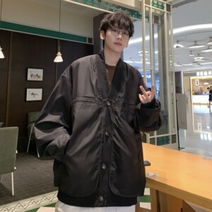 709-JK921-P105美式V领飞行员夹克秋季情侣小众设计感外套男