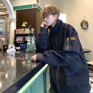 709-JK917-P140 春秋美式复古立领水洗飞行员夹克情侣外套男图片