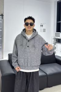 709-MY1832-P135 冬季新款 单人 潮流简约休闲仿呢保暖套头外套图片