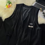 709-MJ70-P65春秋飘带装饰v领纯色宽松休闲大码马甲平铺，男装背心/马甲，星座709