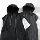 709-MJ93-P70白底新款春季纯色简约连帽无袖防晒马甲，男装防晒衣，星座709