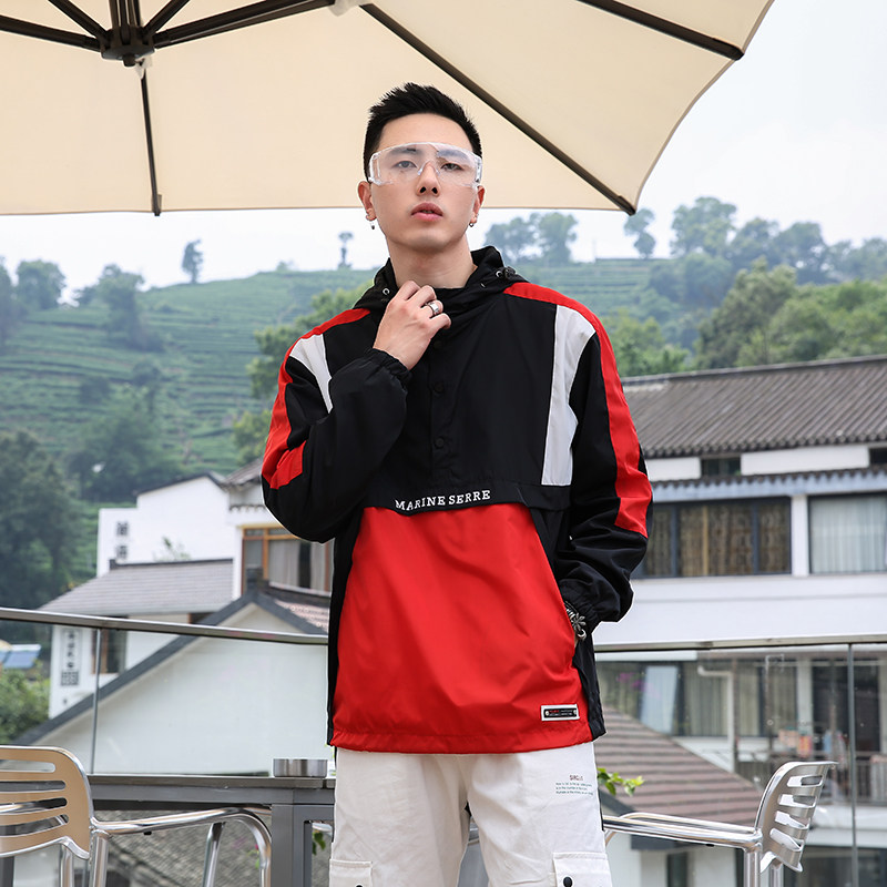 709-JK37-P60 单人春秋港风情侣拼色冲锋衣运动休闲学生夹克图片