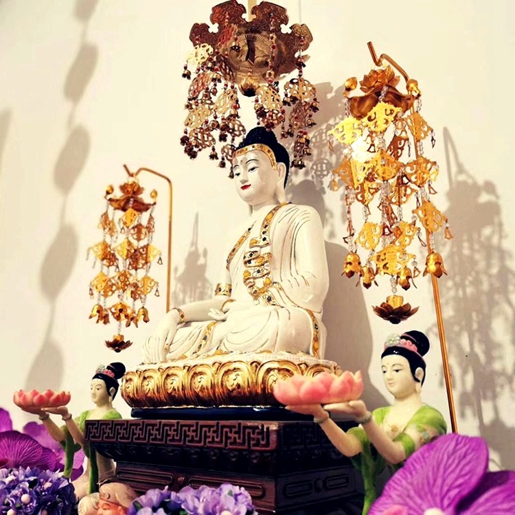 佛堂供佛观音鎏金日式幢幡桌面立式璎珞摆件庄严殊胜品质出口日本