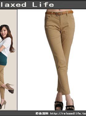 BORDERLES经典修身显瘦九分小脚裤通勤职业铅笔裤女侧拼缝有XXL
