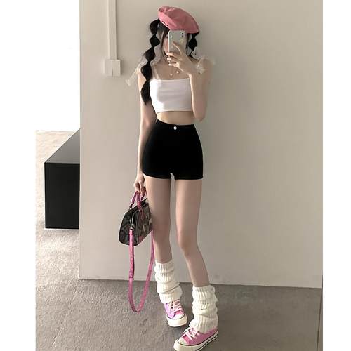 黑色弹力牛仔短裤超短裤