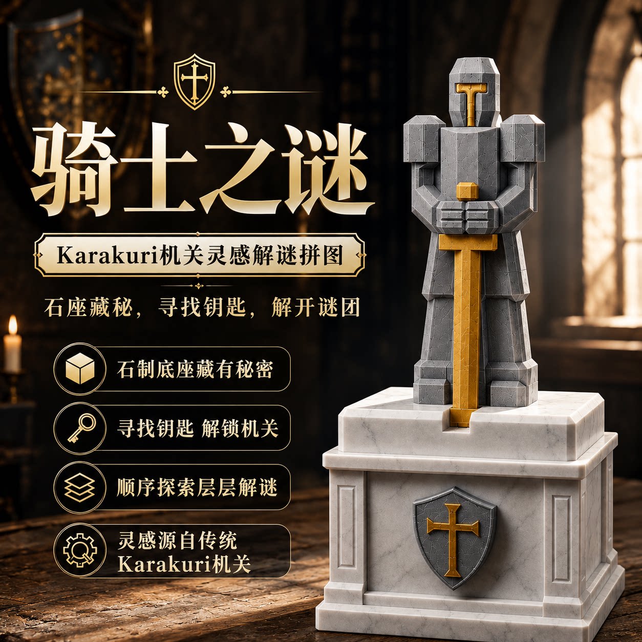 GM同款puzzle 骑士之路 机关顺序谜题 闯关游戏创意益智解谜玩具