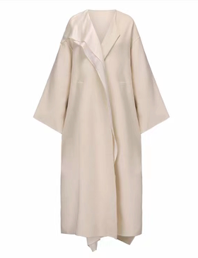 Elywood奶白黑色羊绒廓形大衣原创秋冬保暖通勤宽松复古长款外套