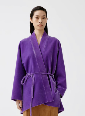 【JOJO官方授权】LAMAISONJADE玉琼真丝丝绒连肩袖外套 J25A4176