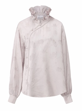 【JOJO官方授权 】JUNYANG杨君 紫烟珑荷叶领中式斜领衬衫