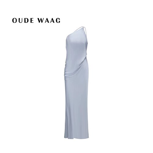 【JOJO官方授权】OUDEWAAG春夏新款不对称单肩无袖真丝吊带连衣裙