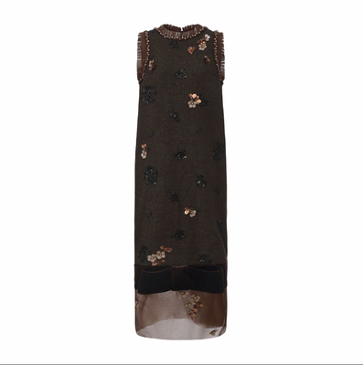 JUNYANG杨君 醉卧花影百褶领廓形连衣裙