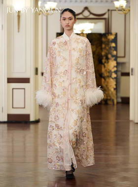 【官方授权】JUNYANG 花弄影中式廓形外套女新中式复古休闲大衣