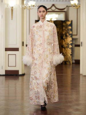 【官方授权】JUNYANG 花弄影中式廓形外套女新中式复古休闲大衣