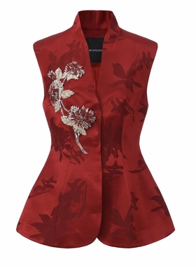 【JOJO官方授权】 JUNYANG杨君  春茂满庭中式立领修身马甲