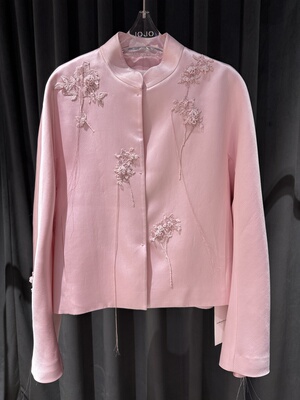 【JOJO官方授权】 玉琼LA MAISON JADE玉琼粉色手工串珠醋酸外套