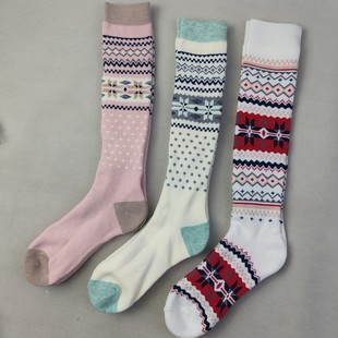 女士滑雪袜子高筒长袜女生加厚全毛巾保暖滑雪袜女冬季户外小腿袜