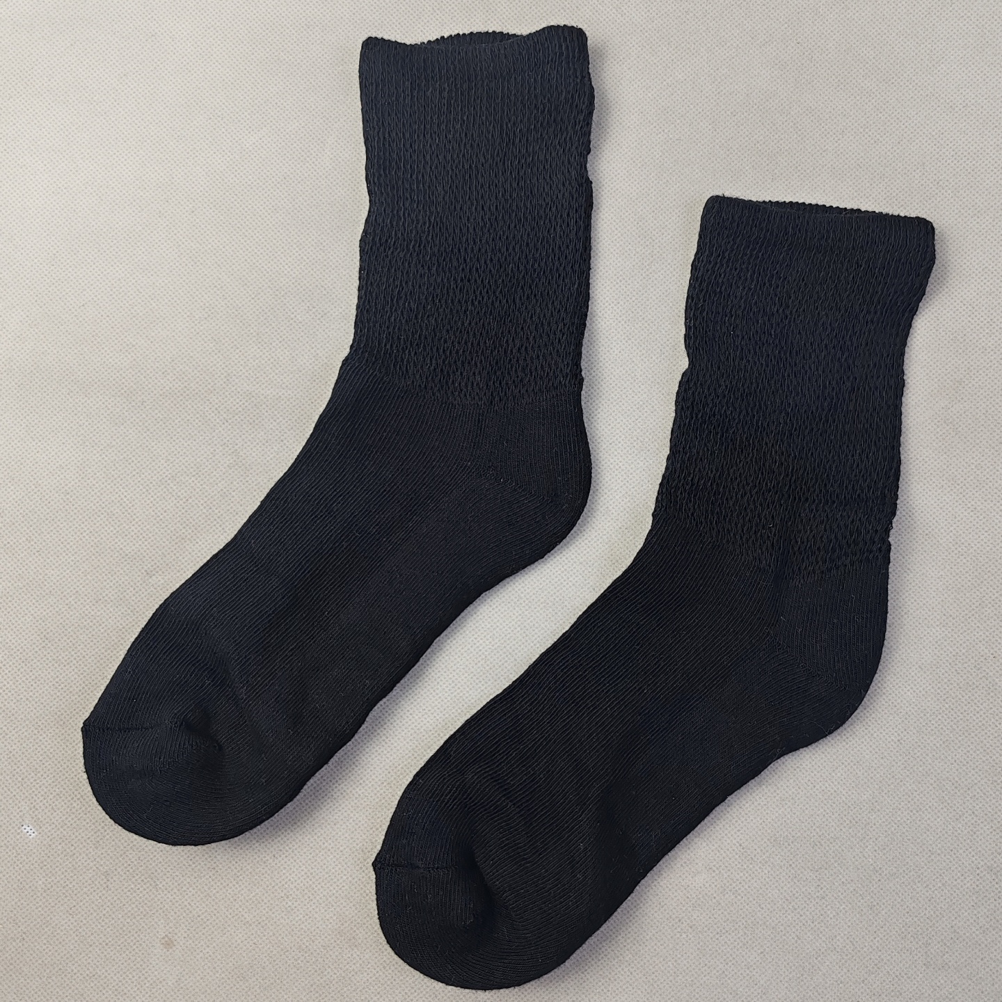 秋冬季女士纯棉吸汗黑色宽口中筒袜加厚毛巾底袜子女处理清仓尾货