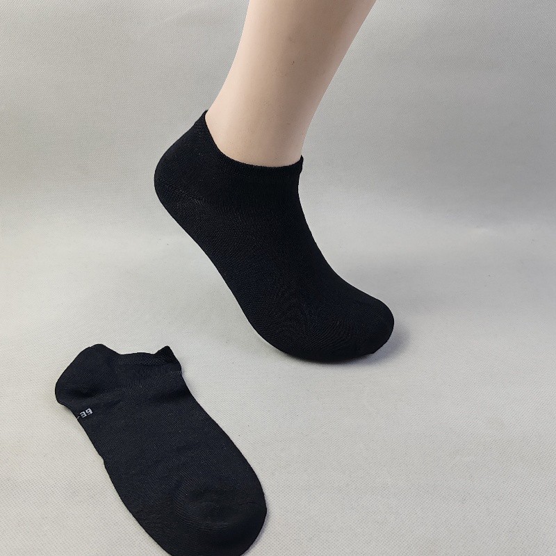 袜子女春夏秋季女士低帮船袜竹炭纤维吸汗透气常规款低帮短袜黑色