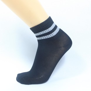 无骨袜子女春秋季女士中筒袜吸汗透气纯棉黑色二道杠女袜子外贸单