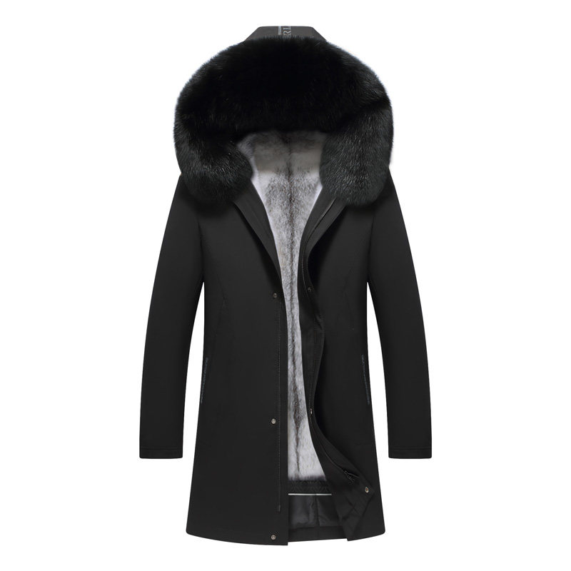 整貂内胆派克服男中长款大衣