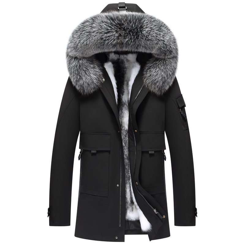 派克服男貂皮内胆皮毛一体外套
