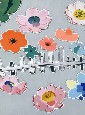幼儿园环创油画风彩色花朵花瓣