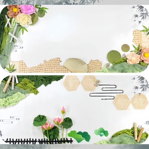 小学幼儿园黑板报绿色新中式水墨国风主题墙材料墙贴装饰壁饰贴画