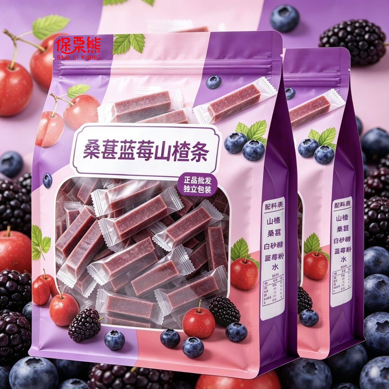 蓝莓桑葚山楂条整箱酸甜营养休闲零食袋装批发美味健胃囤货划算