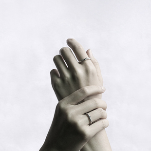 海誓山盟情侣戒指s925纯银小众设计感男女学生恋人对戒刻字不掉色