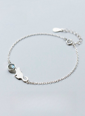 月光石猫咪手链2025年新款s925纯银简约闺蜜七夕礼遇季送女友礼物