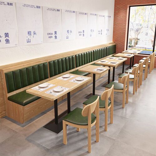 火锅店卡座桌椅餐馆食堂靠墙实木椅子饭店餐厅奶茶店快餐店餐桌