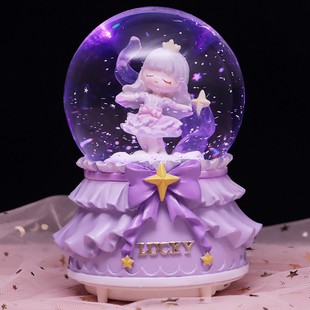 梦幻女孩水晶球音乐盒旋转八音盒摆件儿童生日礼物女生女友情人节