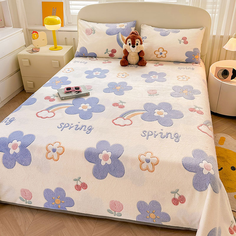 牛奶绒床单单件加厚冬季珊瑚绒法兰绒宿舍加绒毛毯被单枕套三件套,床上用品,床单,淘宝优惠券,粉丝福利购,淘宝优惠卷