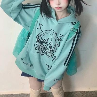 原创二次元宅系萌感加绒宽松卫衣