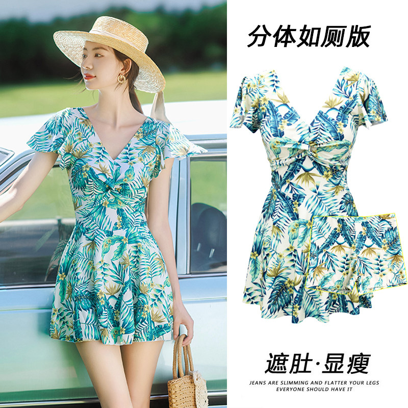 泳衣女2025新款成人微胖女孩遮肉显瘦大码胖中年妈妈中老年泡温泉