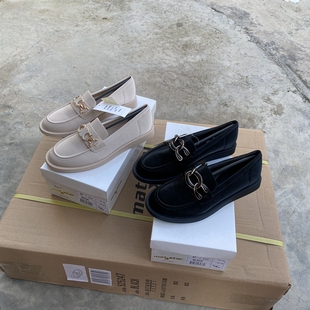 外贸原单大码平底乐福鞋女搭扣PU底轻便舒适女单鞋2024新款