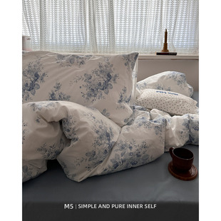 法式田园风全棉纯棉床品四件套床单被单被套被罩床笠款床上三件套