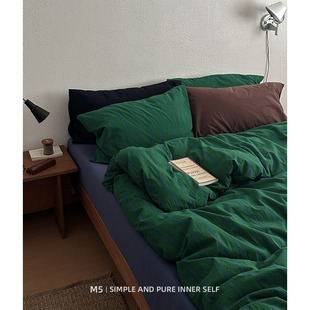 中古风复古条纹四季通用100全棉纯棉床上四件套床笠床单被套床品